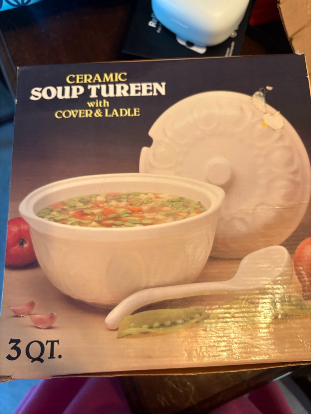 Ceramic Soup Tureen with Cover & Ladle - Cream